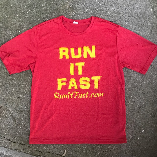 Scarlet Red Run It Fast Tech Running Shirt (Front)